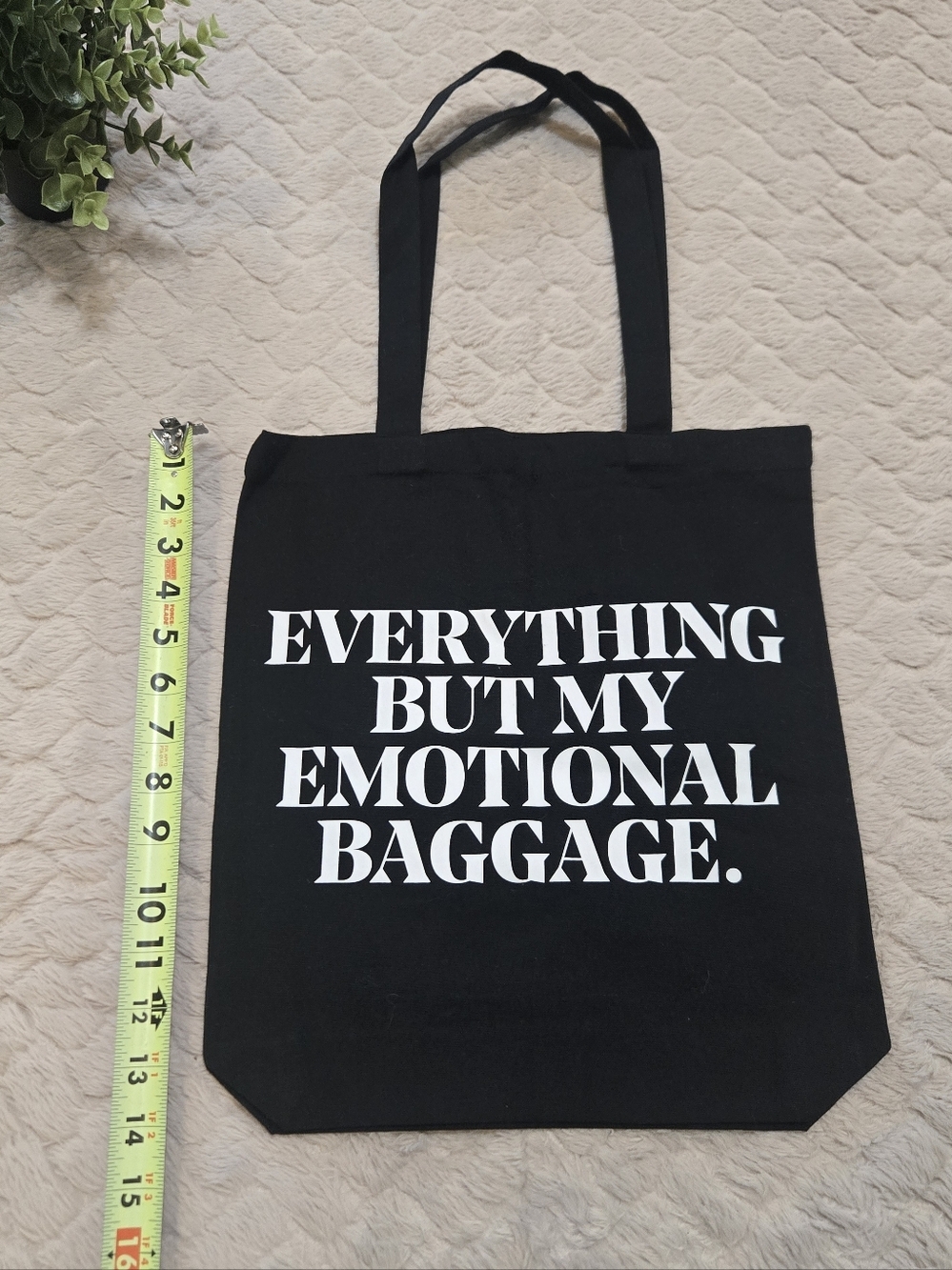 IL MAKIAGE Black Canvas Tote "Everything But My Emotional Baggage"